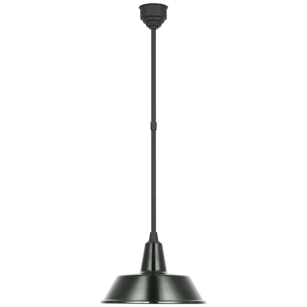 Academy Pendant | Matte Black | 16" Green Bowers Shade