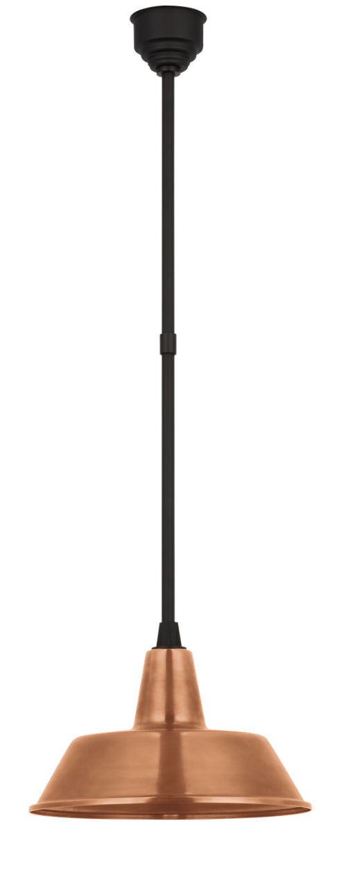 Academy Pendant | Matte Black | 16" Soft Copper Bowers Shade