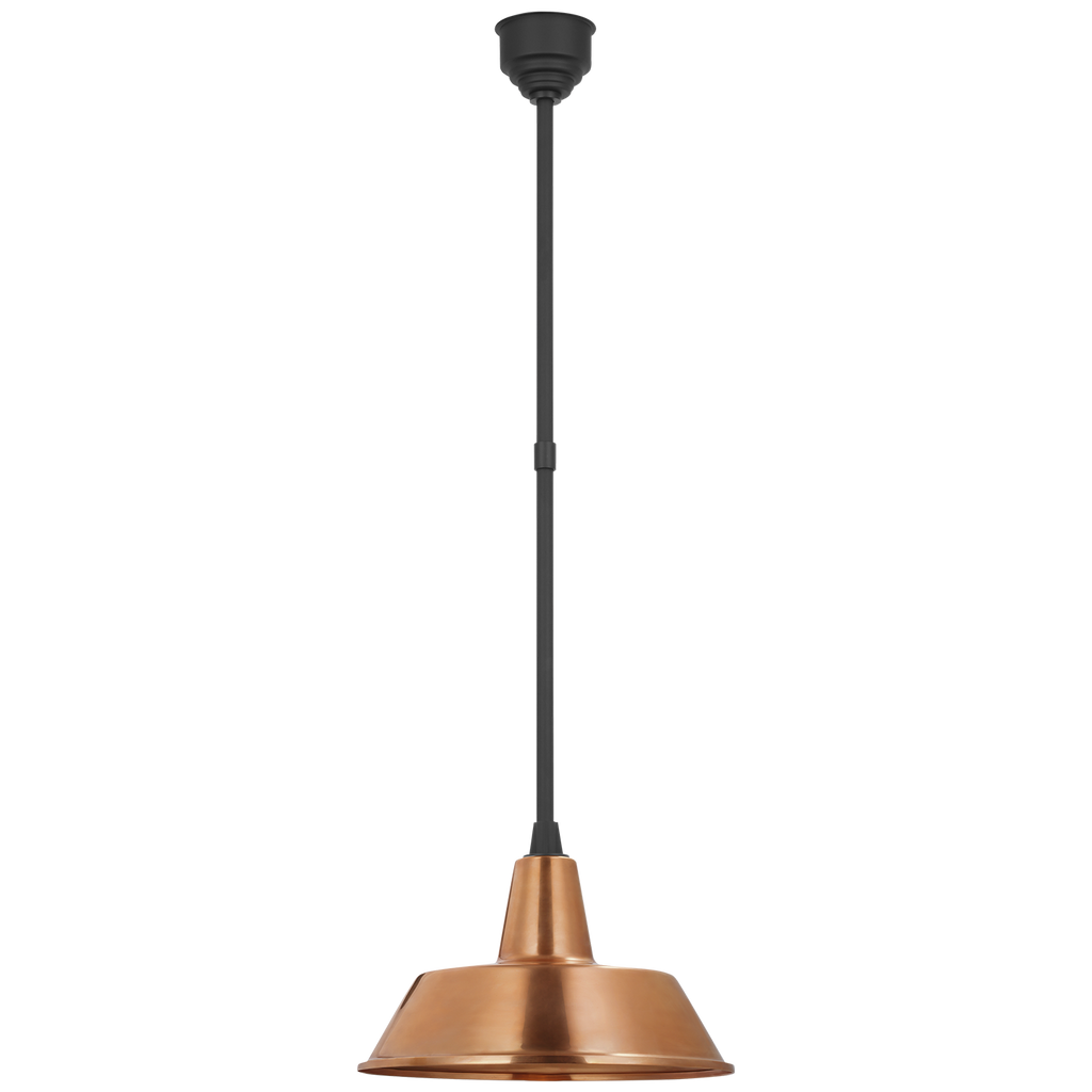 Academy Pendant | Matte Black | 16" Soft Copper Bowers Shade