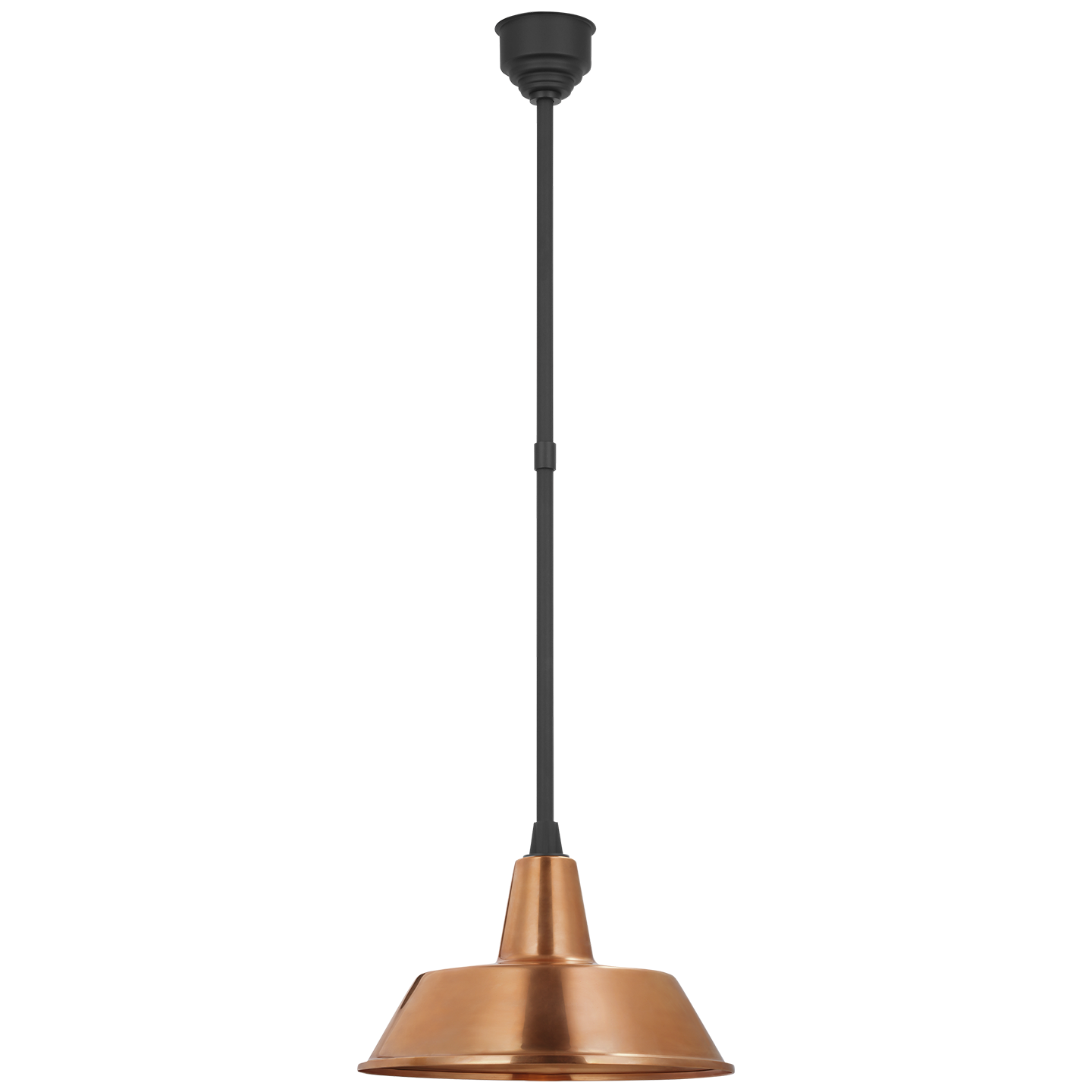 Academy Pendant | Matte Black | 16" Soft Copper Bowers Shade