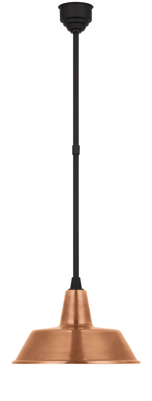 Academy Pendant | Matte Black | 16" Soft Copper Bowers Shade