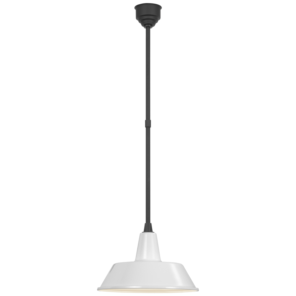 Academy Pendant | Matte Black | 16" White Bowers Shade