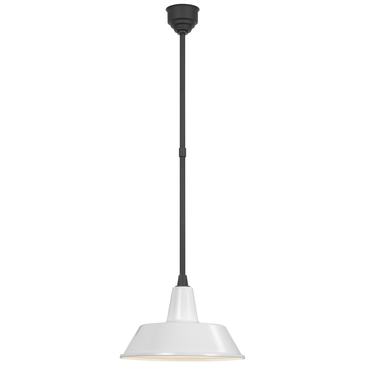 Academy Pendant | Matte Black | 16" White Bowers Shade