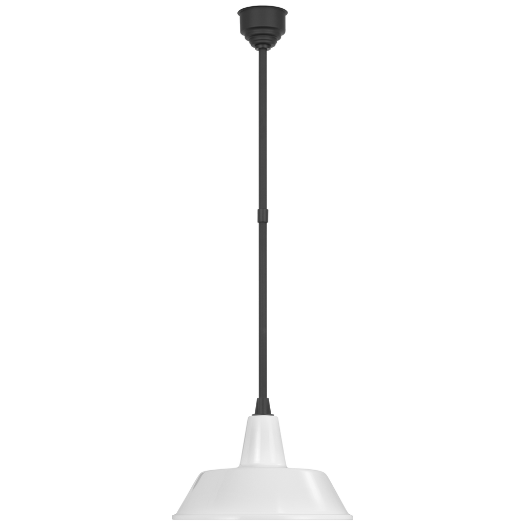 Academy Pendant | Matte Black | 16" White Bowers Shade