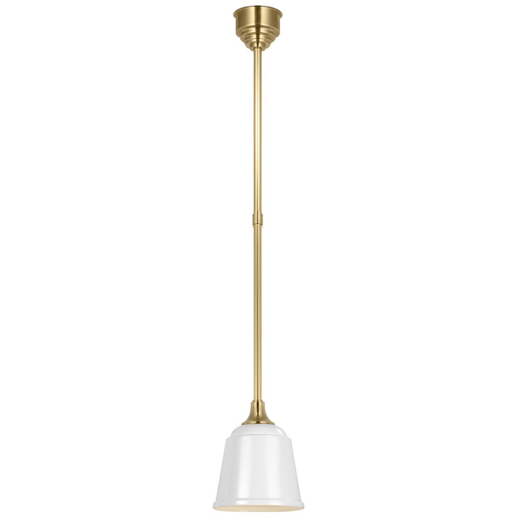 Academy Pendant | Hand-Rubbed Antique Brass | 8" White Rockhouse Shade