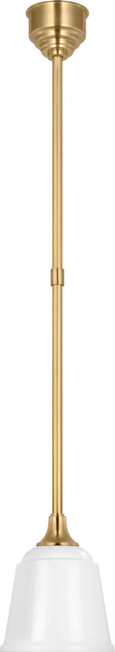Academy Pendant | Hand-Rubbed Antique Brass | 8" White Rockhouse Shade