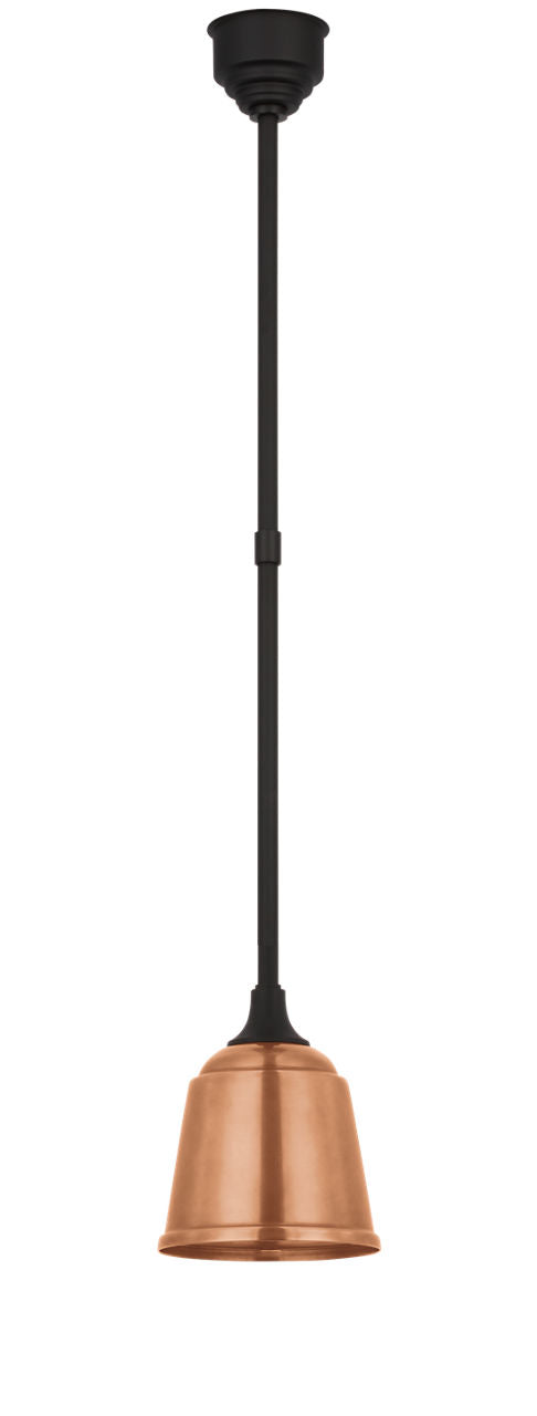Academy Pendant | Matte Black | 8" Soft Copper Rockhouse Shade