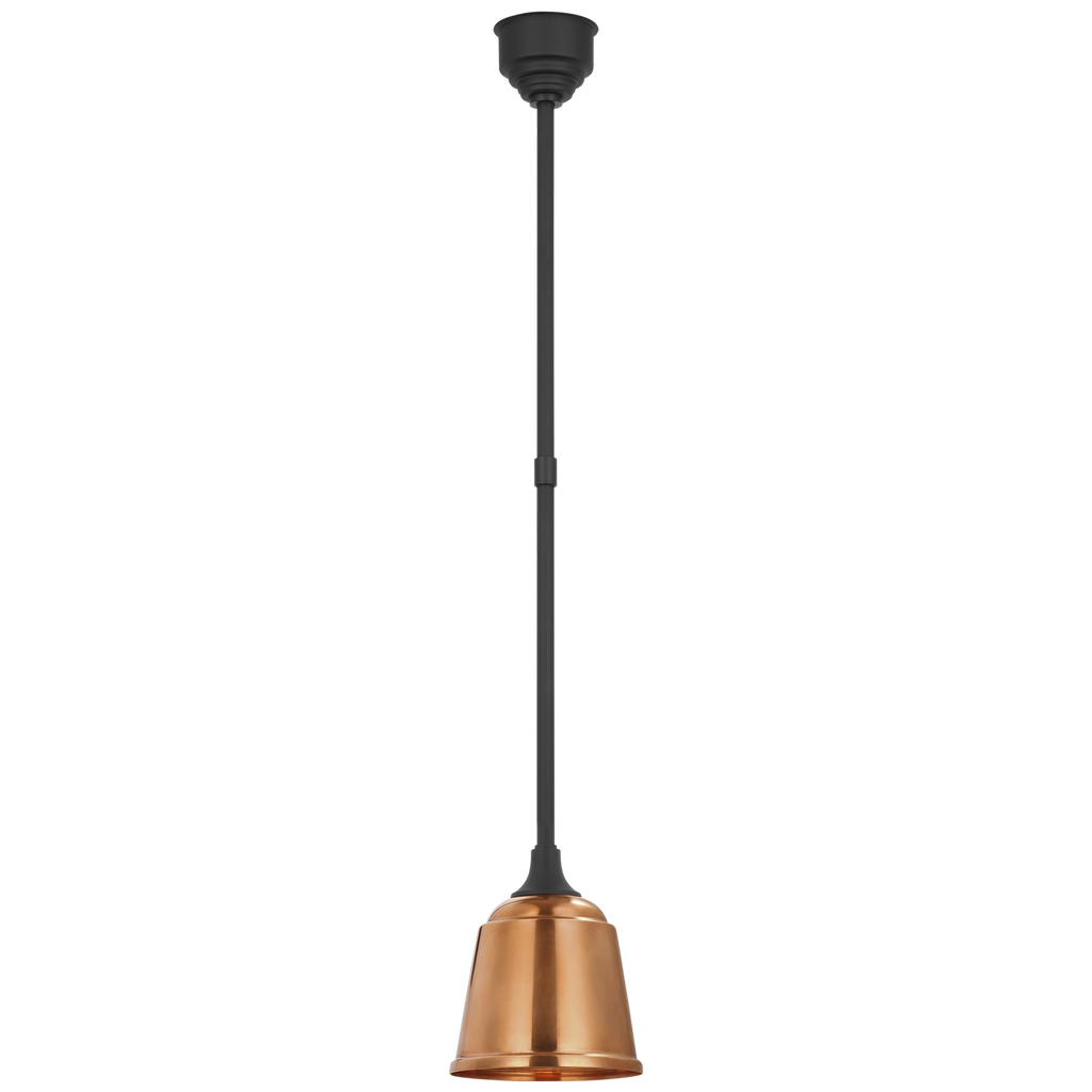 Academy Pendant | Matte Black | 8" Soft Copper Rockhouse Shade