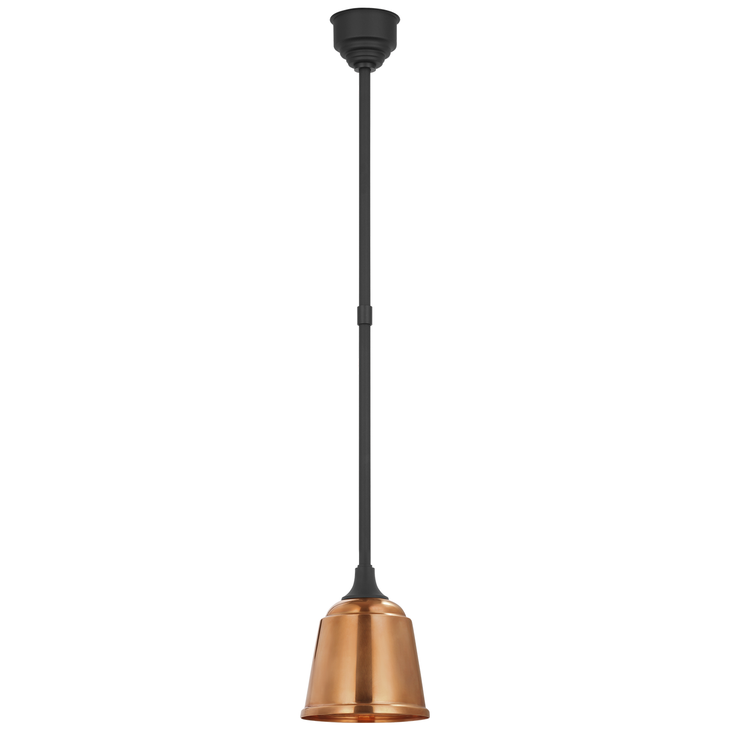 Academy Pendant | Matte Black | 8" Soft Copper Rockhouse Shade