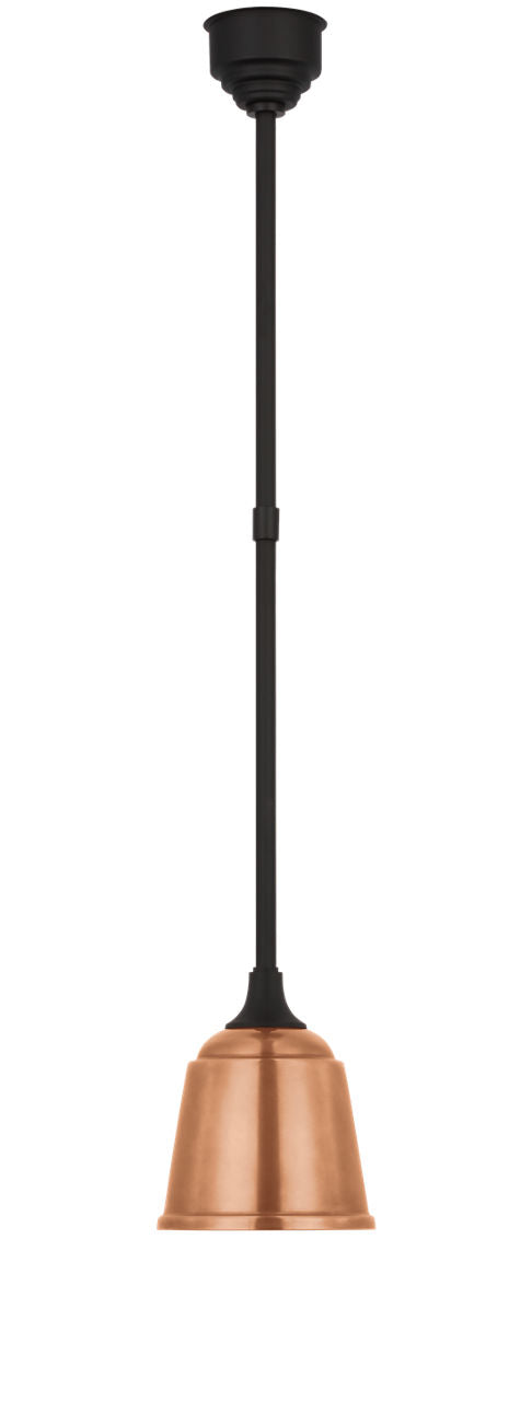Academy Pendant | Matte Black | 8" Soft Copper Rockhouse Shade