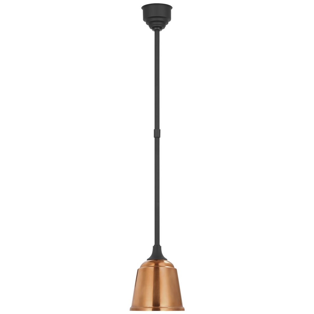 Academy Pendant | Matte Black | 8" Soft Copper Rockhouse Shade