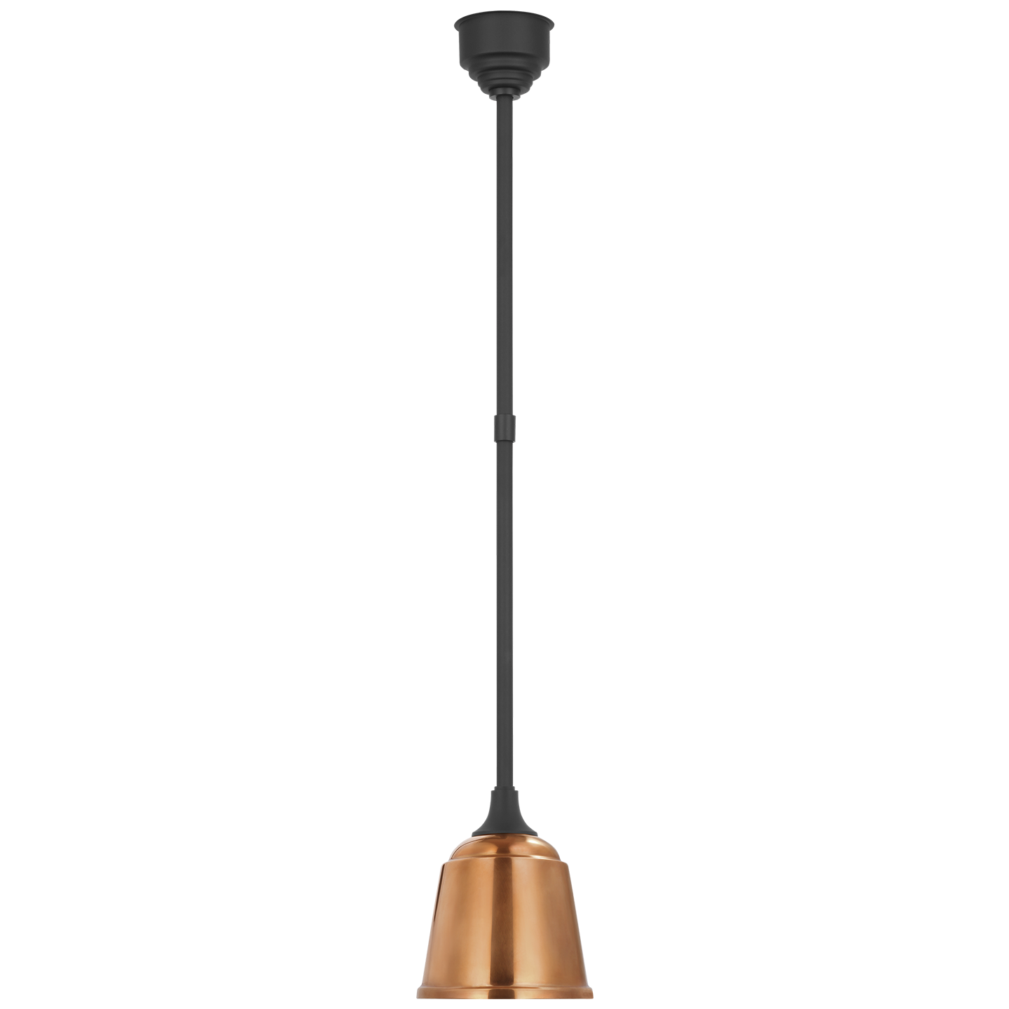 Academy Pendant | Matte Black | 8" Soft Copper Rockhouse Shade