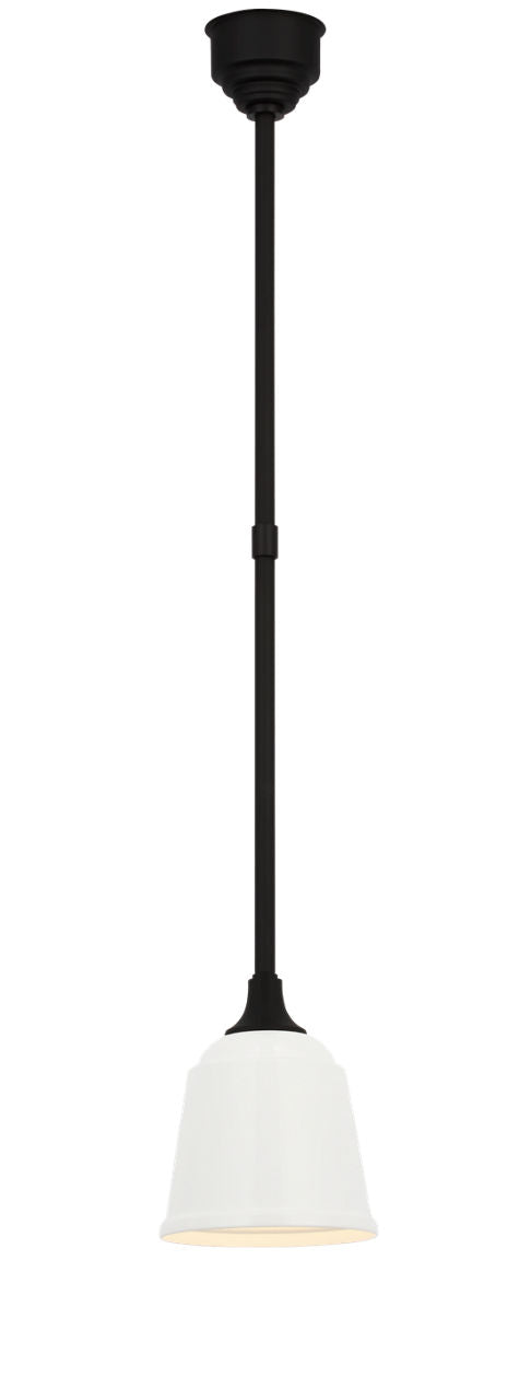 Academy Pendant | Matte Black | 8" White Rockhouse Shade