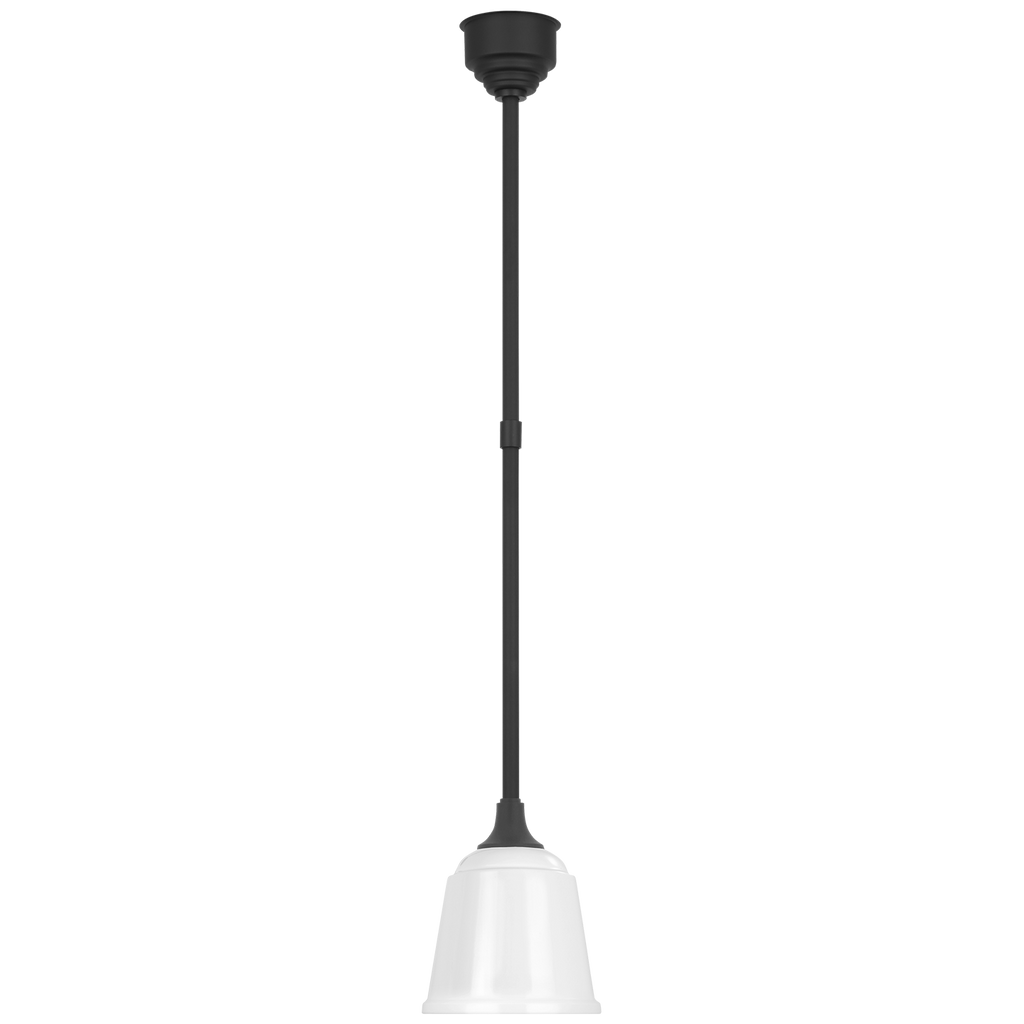 Academy Pendant | Matte Black | 8" White Rockhouse Shade