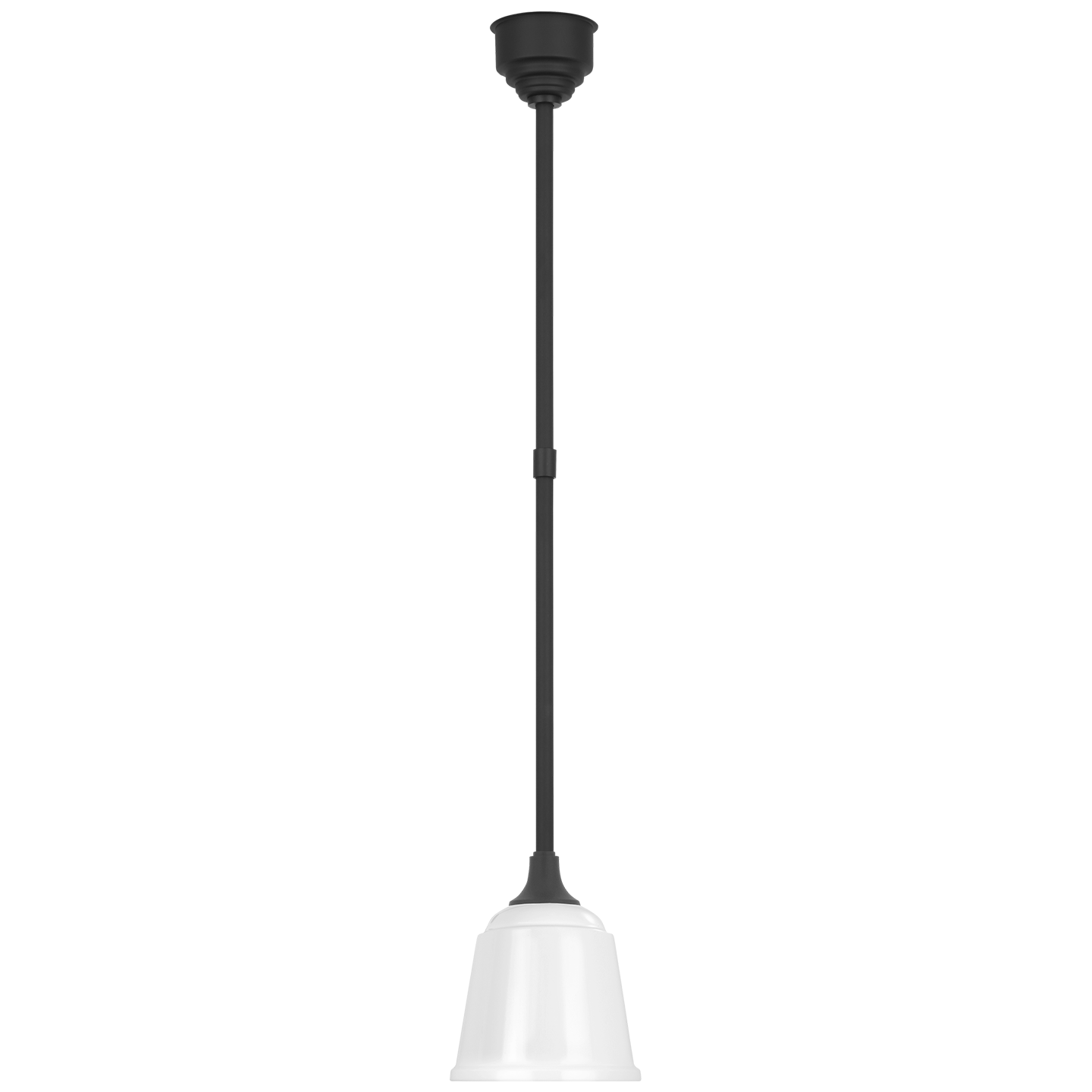Academy Pendant | Matte Black | 8" White Rockhouse Shade