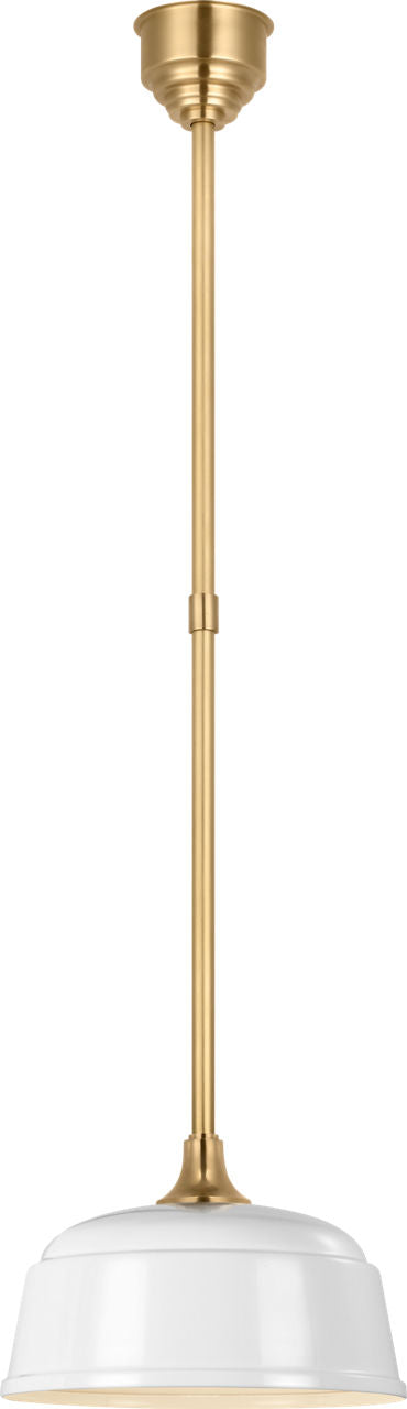Academy Pendant | Hand-Rubbed Antique Brass | 12.5" White Rockhouse Shade