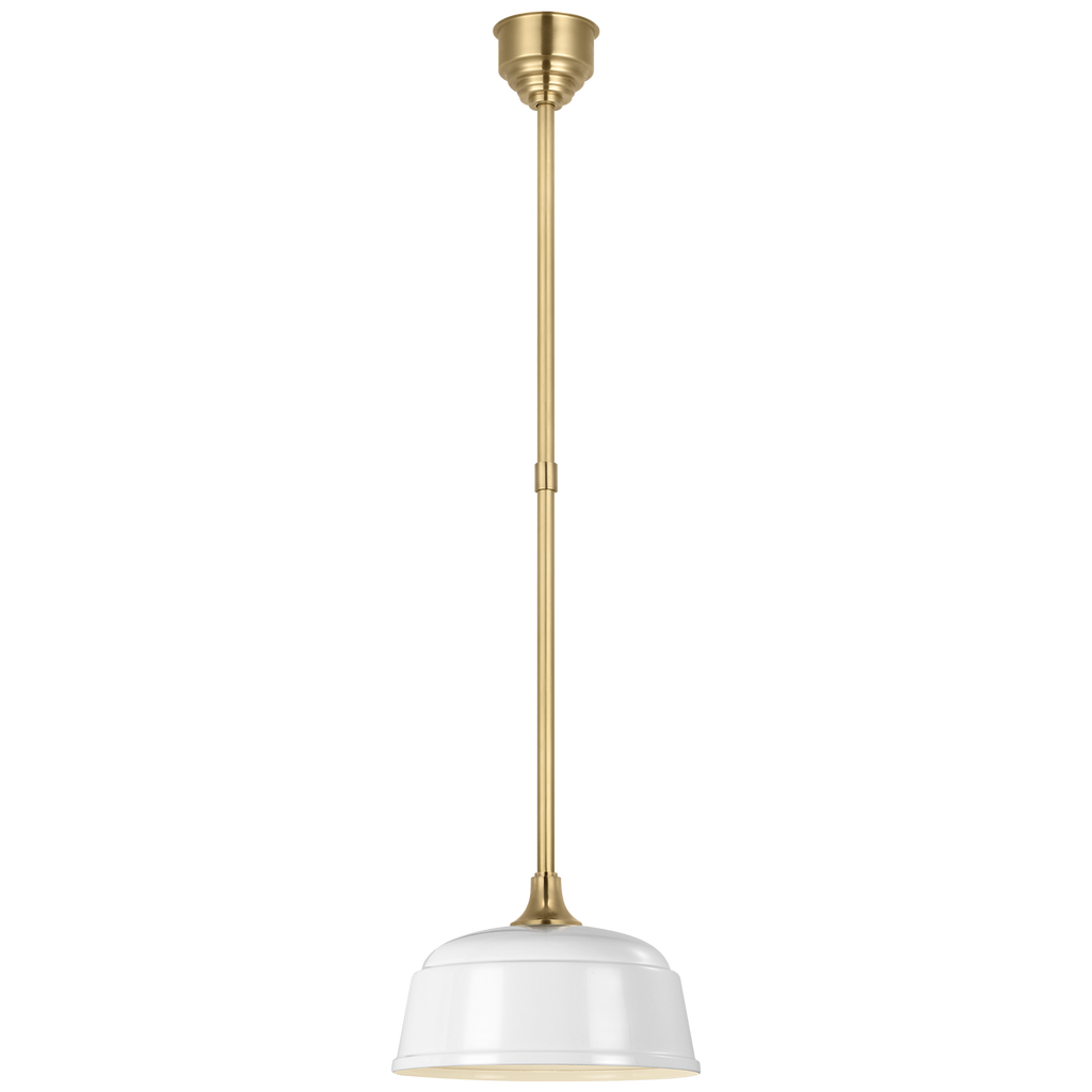 Academy Pendant | Hand-Rubbed Antique Brass | 12.5" White Rockhouse Shade