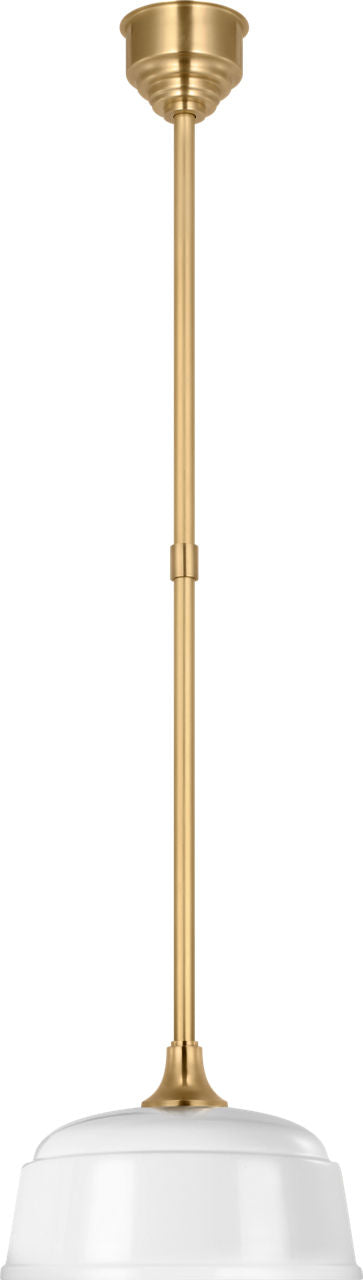 Academy Pendant | Hand-Rubbed Antique Brass | 12.5" White Rockhouse Shade