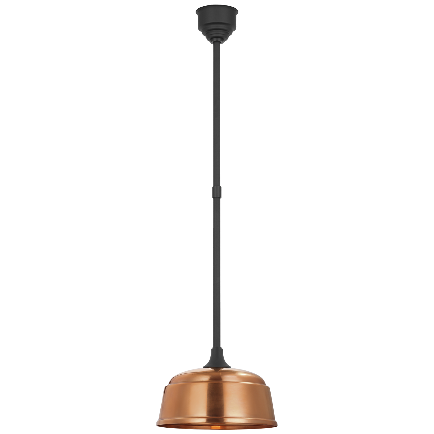 Academy Pendant | Matte Black | 12.5" Soft Copper Rockhouse Shade