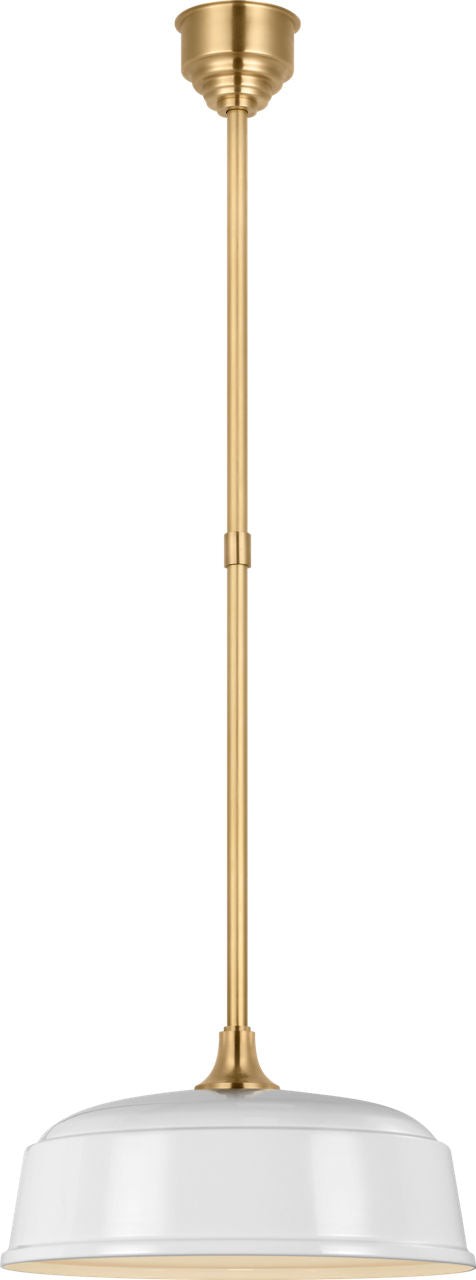 Academy Pendant | Hand-Rubbed Antique Brass | 16" White Rockhouse Shade