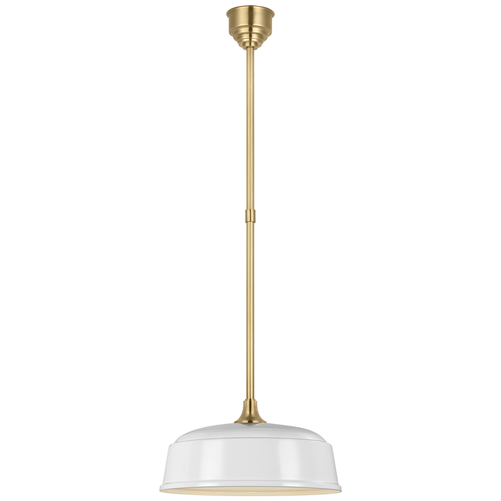 Academy Pendant | Hand-Rubbed Antique Brass | 16" White Rockhouse Shade