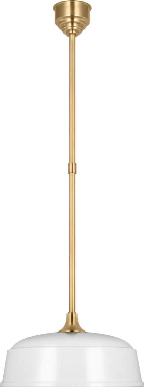 Academy Pendant | Hand-Rubbed Antique Brass | 16" White Rockhouse Shade