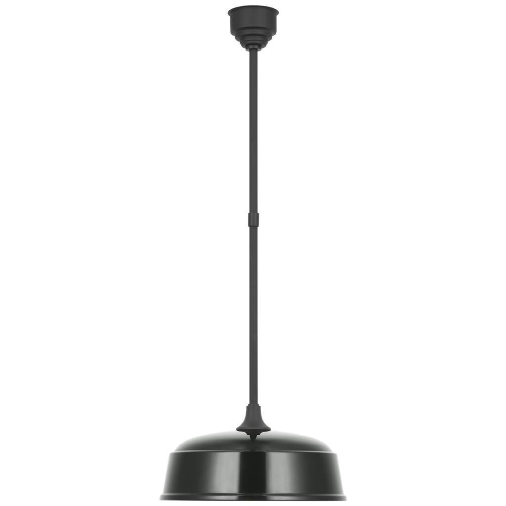 Academy Pendant | Matte Black | 16" Green Rockhouse Shade