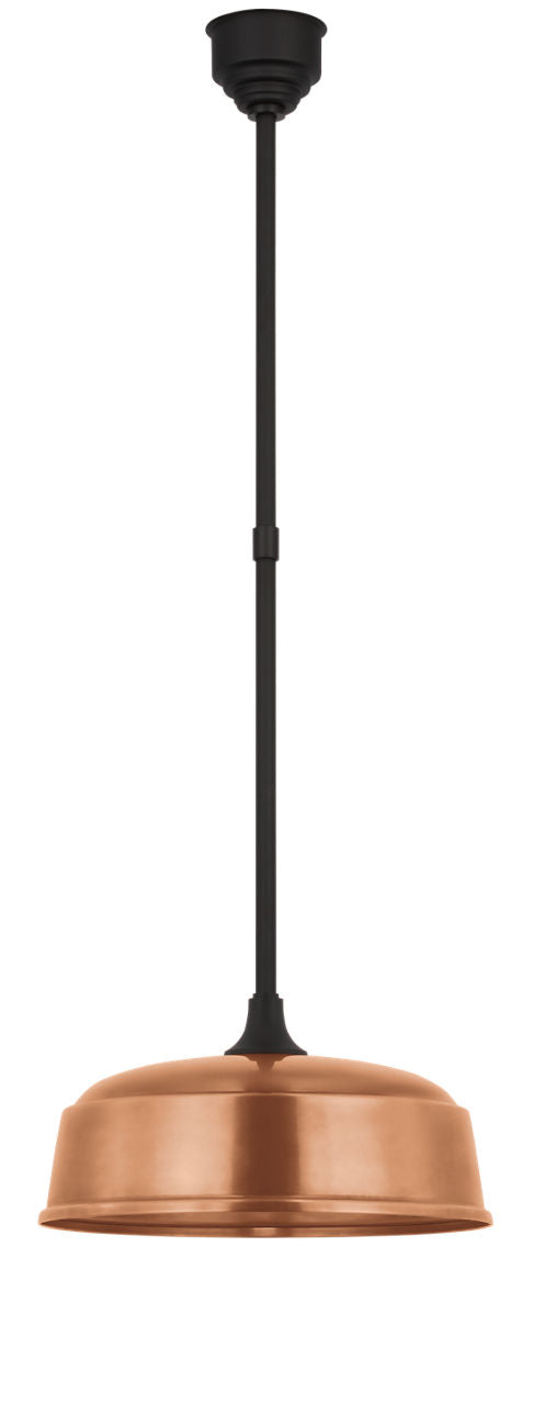 Academy Pendant | Matte Black | 16" Soft Copper Rockhouse Shade