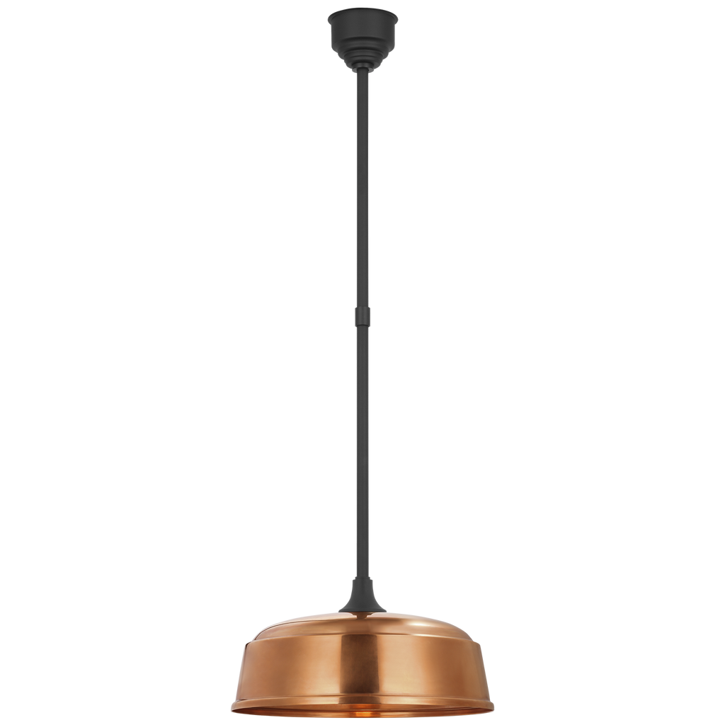 Academy Pendant | Matte Black | 16" Soft Copper Rockhouse Shade