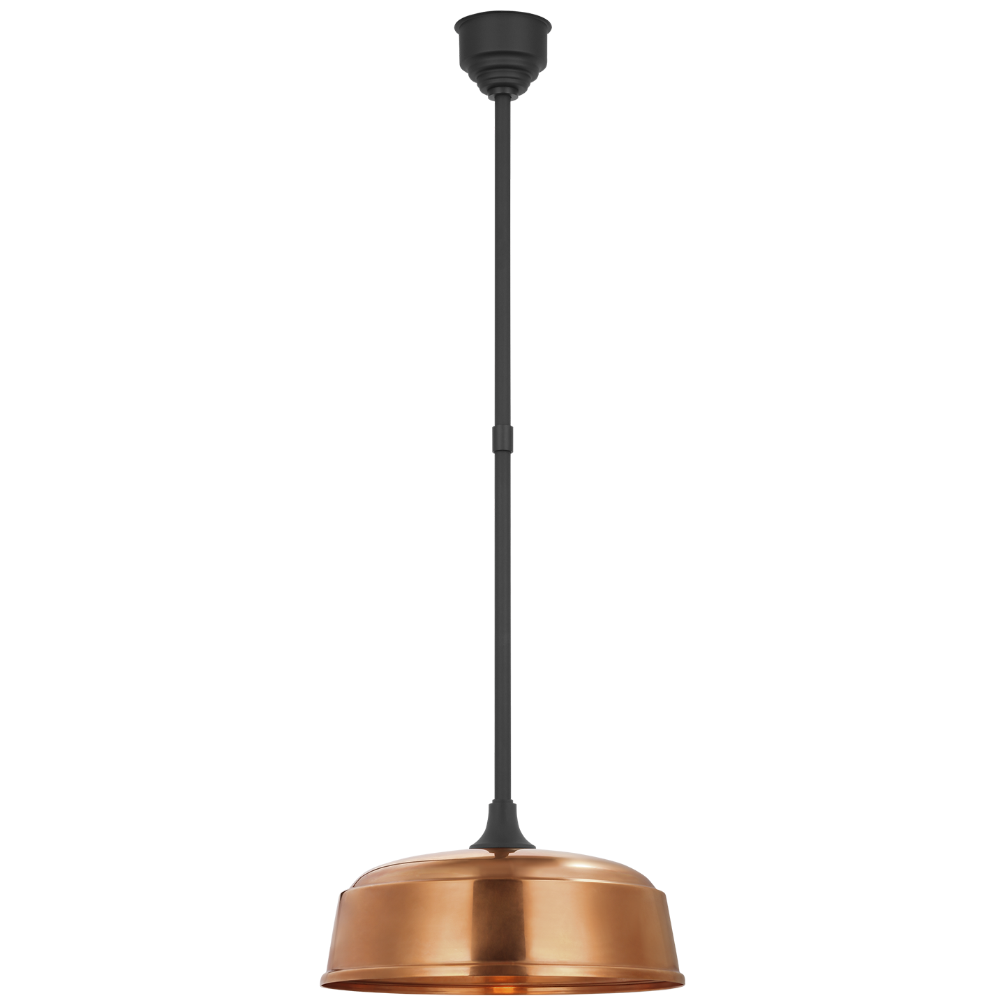 Academy Pendant | Matte Black | 16" Soft Copper Rockhouse Shade
