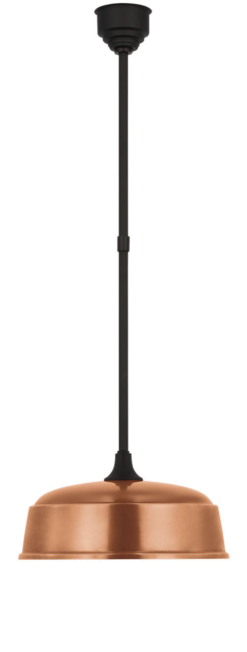 Academy Pendant | Matte Black | 16" Soft Copper Rockhouse Shade