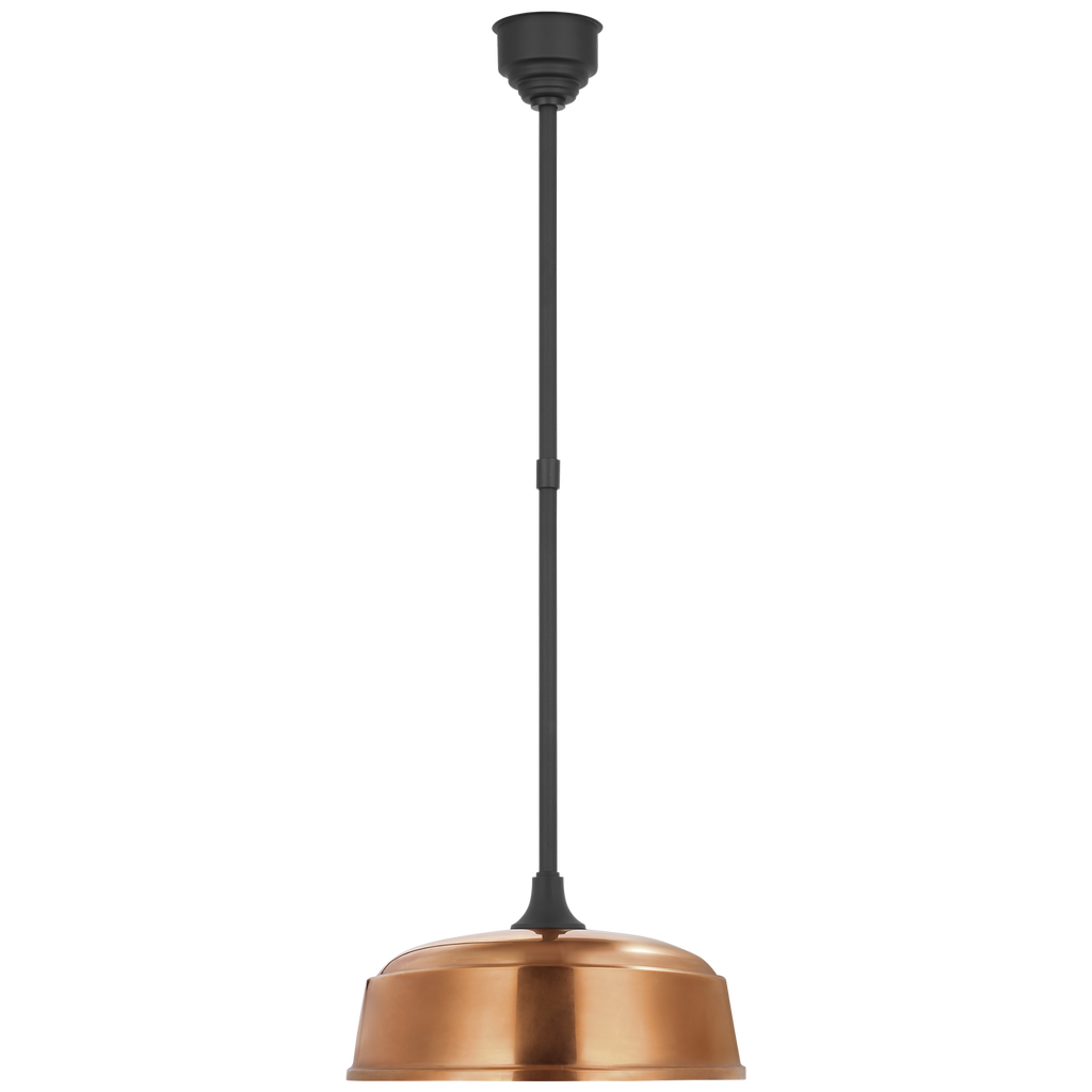 Academy Pendant | Matte Black | 16" Soft Copper Rockhouse Shade