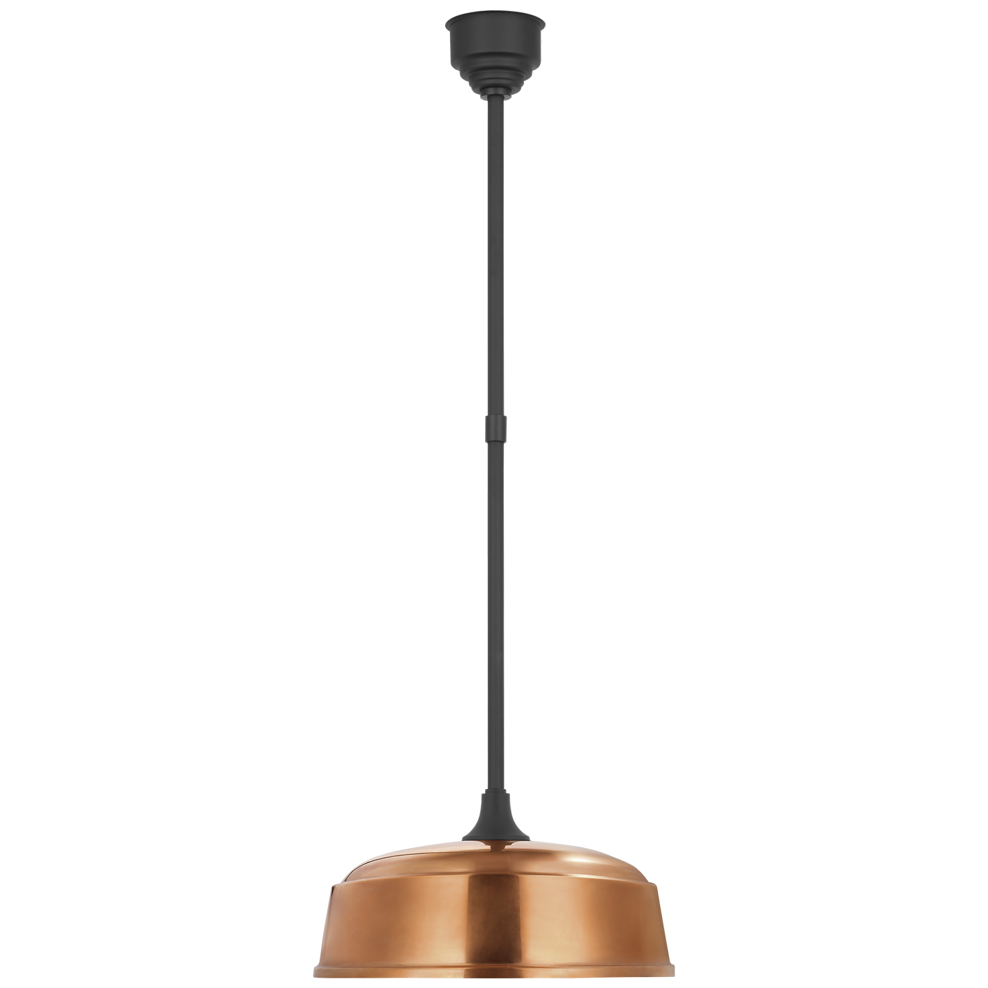 Academy Pendant | Matte Black | 16" Soft Copper Rockhouse Shade