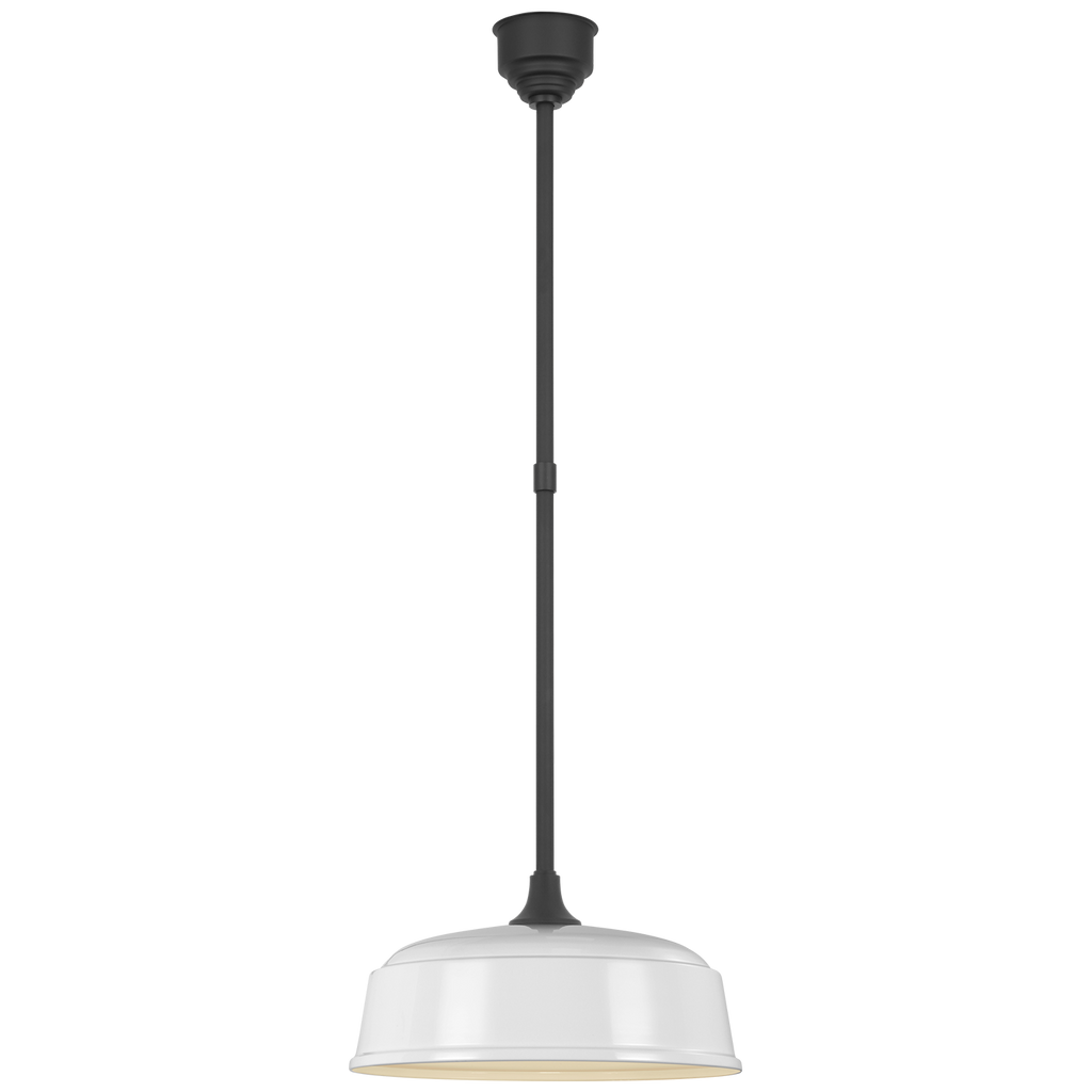 Academy Pendant | Matte Black | 16" White Rockhouse Shade