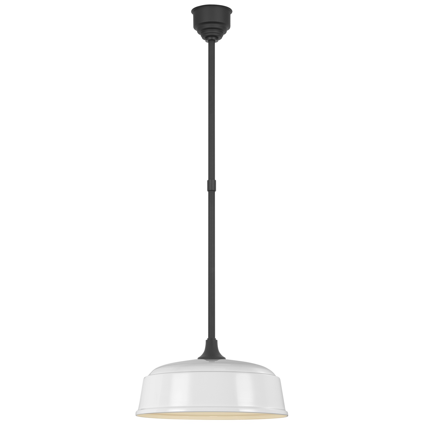 Academy Pendant | Matte Black | 16" White Rockhouse Shade