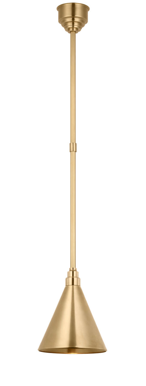 Academy Pendant | Hand-Rubbed Antique Brass | 9" Conical Savannah Shade