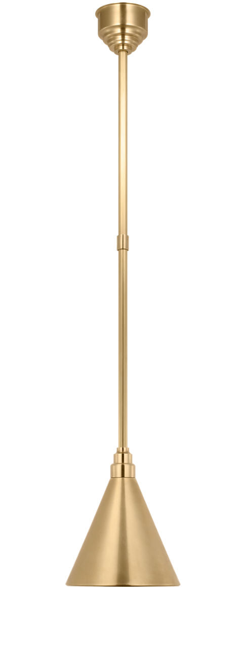 Academy Pendant | Hand-Rubbed Antique Brass | 9" Conical Savannah Shade