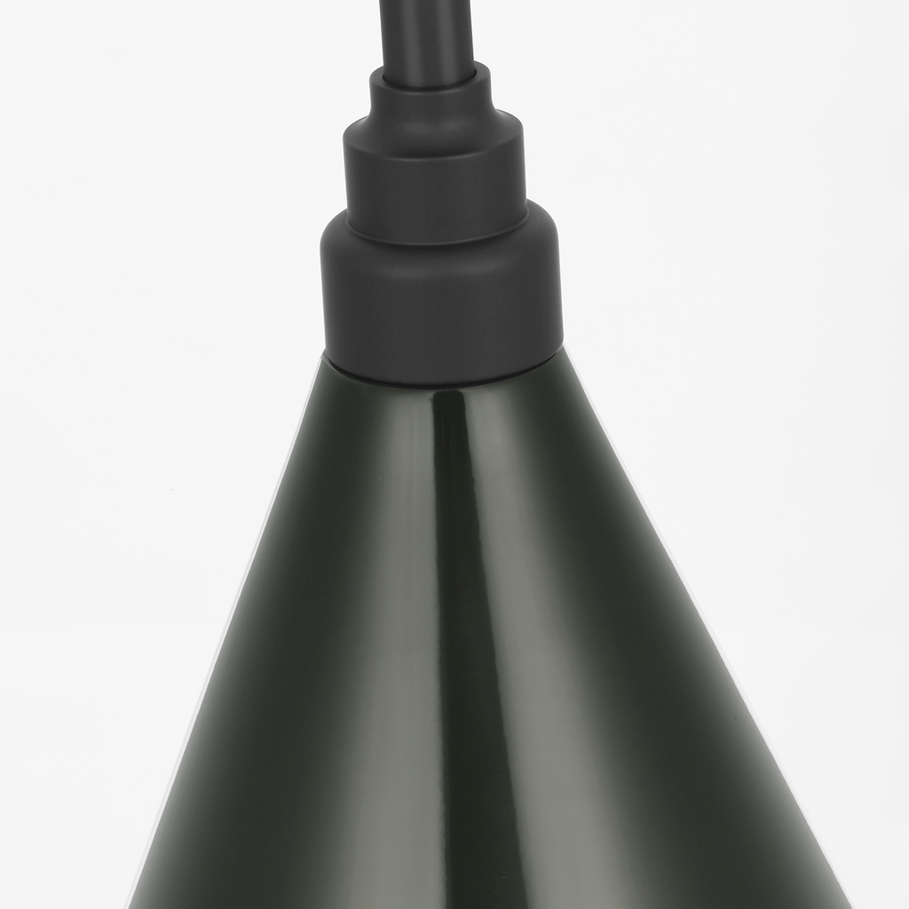 Academy Pendant | Matte Black | 9" Green Conical Savannah Shade