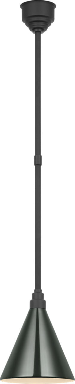 Academy Pendant | Matte Black | 9" Green Conical Savannah Shade