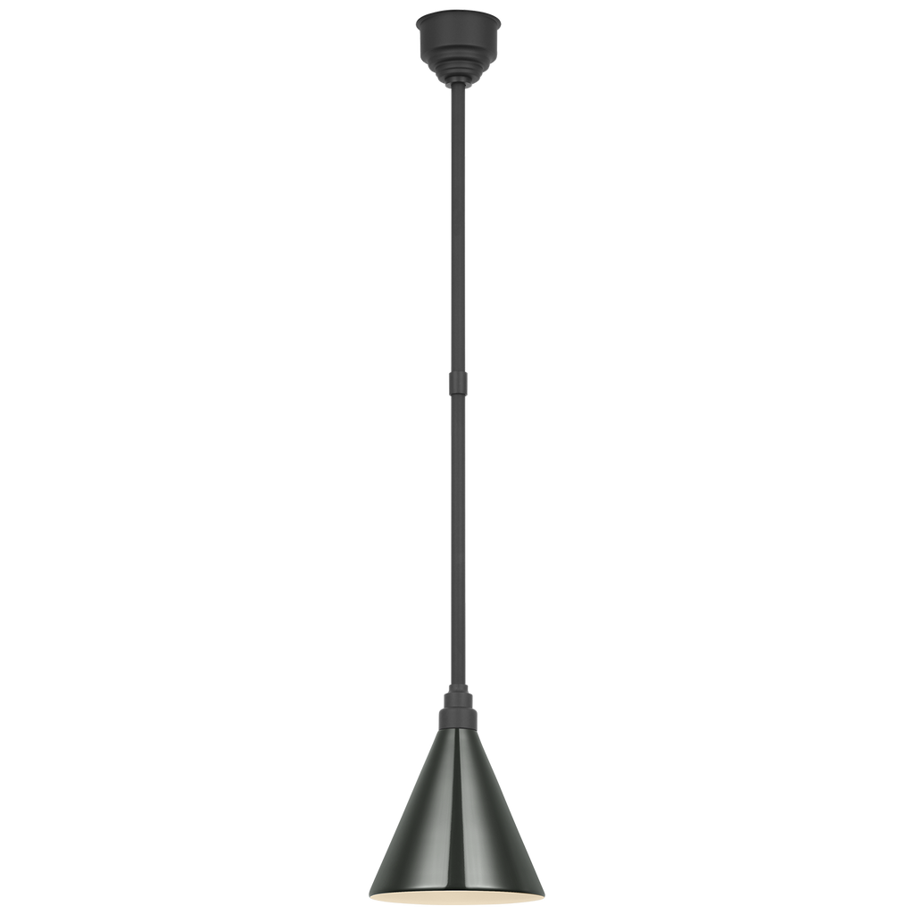 Academy Pendant | Matte Black | 9" Green Conical Savannah Shade