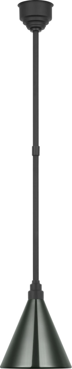 Academy Pendant | Matte Black | 9" Green Conical Savannah Shade