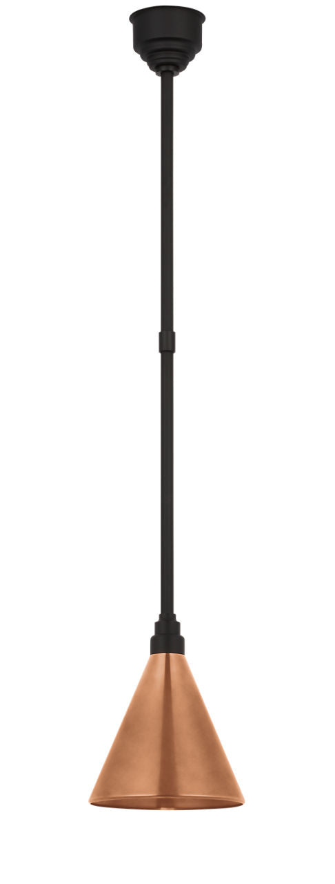 Academy Pendant | Matte Black | 9" Soft Copper Conical Savannah Shade