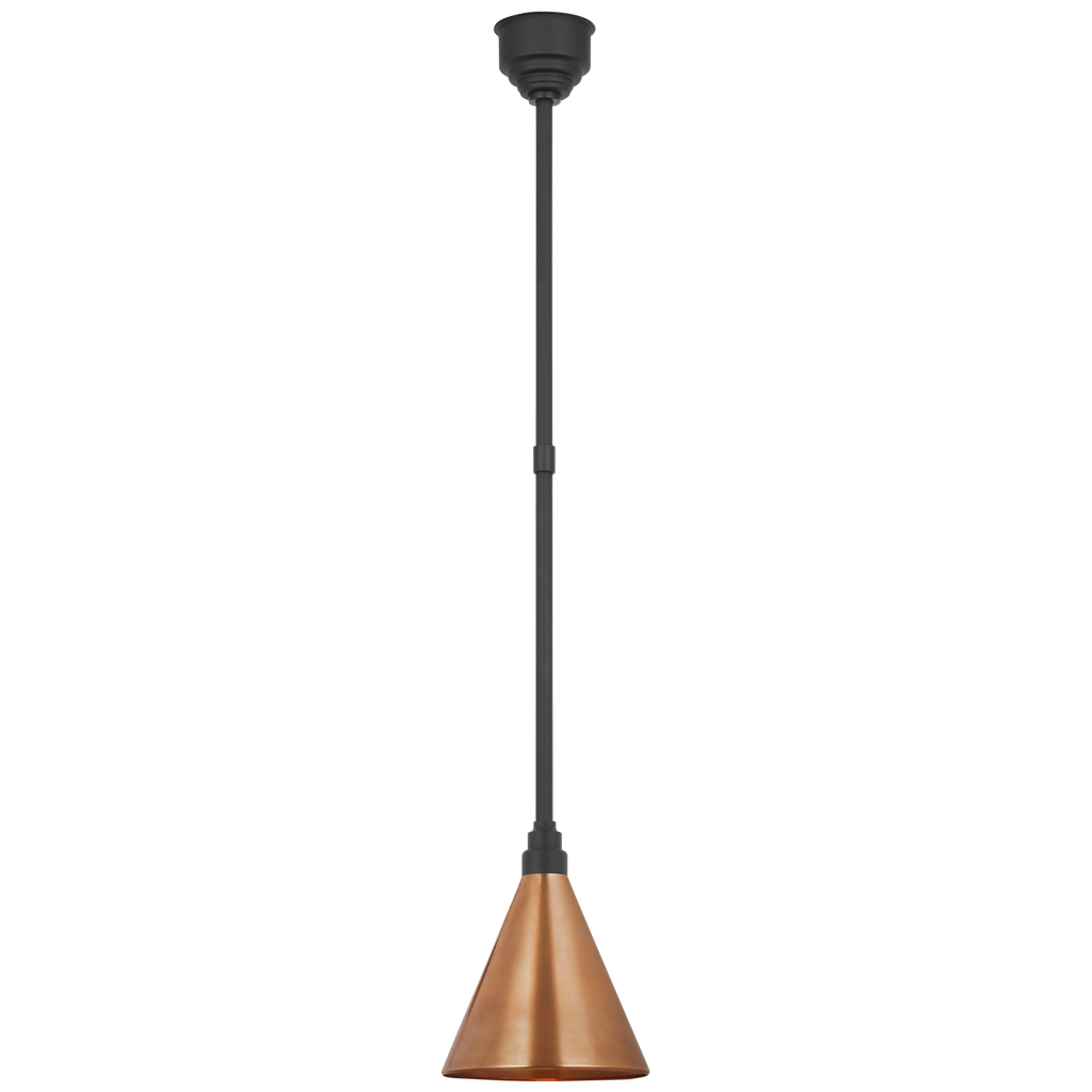 Academy Pendant | Matte Black | 9" Soft Copper Conical Savannah Shade