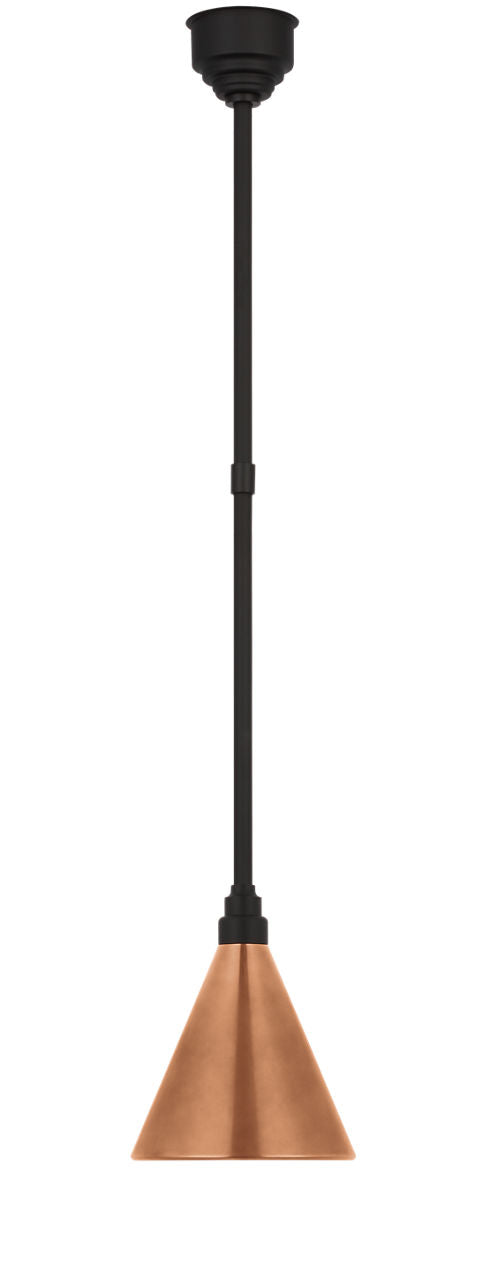 Academy Pendant | Matte Black | 9" Soft Copper Conical Savannah Shade