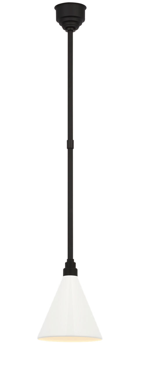 Academy Pendant | Matte Black | 9" White Conical Savannah Shade
