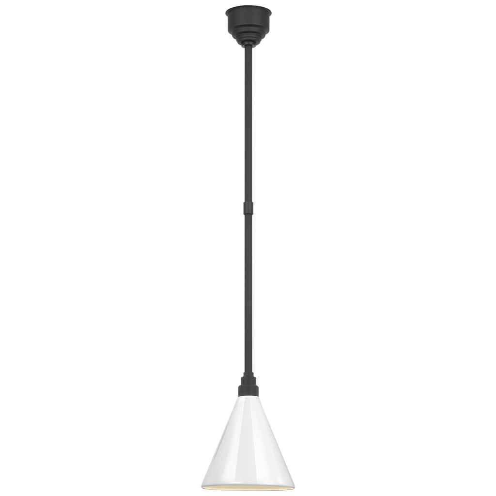 Academy Pendant | Matte Black | 9" White Conical Savannah Shade