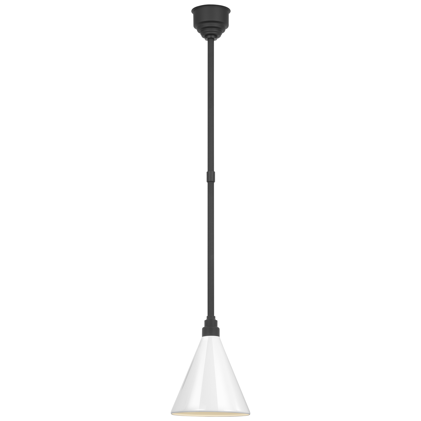Academy Pendant | Matte Black | 9" White Conical Savannah Shade