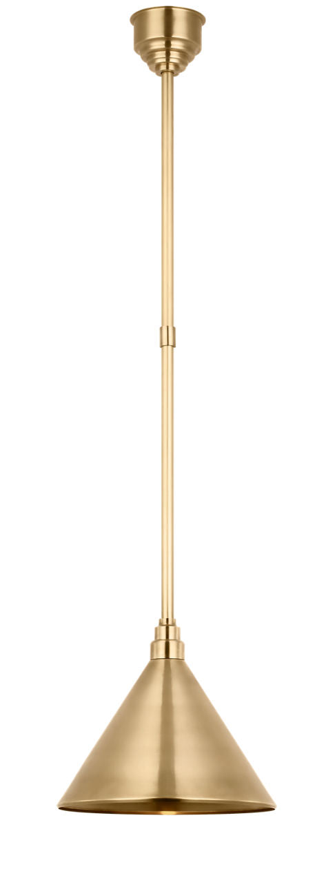 Academy Pendant | Hand-Rubbed Antique Brass | 12.5" Conical Savannah Shade