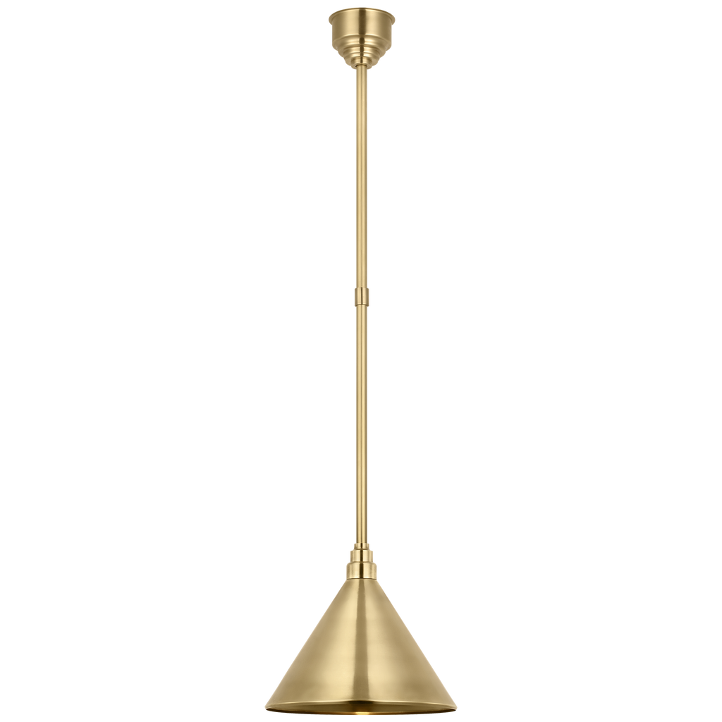 Academy Pendant | Hand-Rubbed Antique Brass | 12.5" Conical Savannah Shade