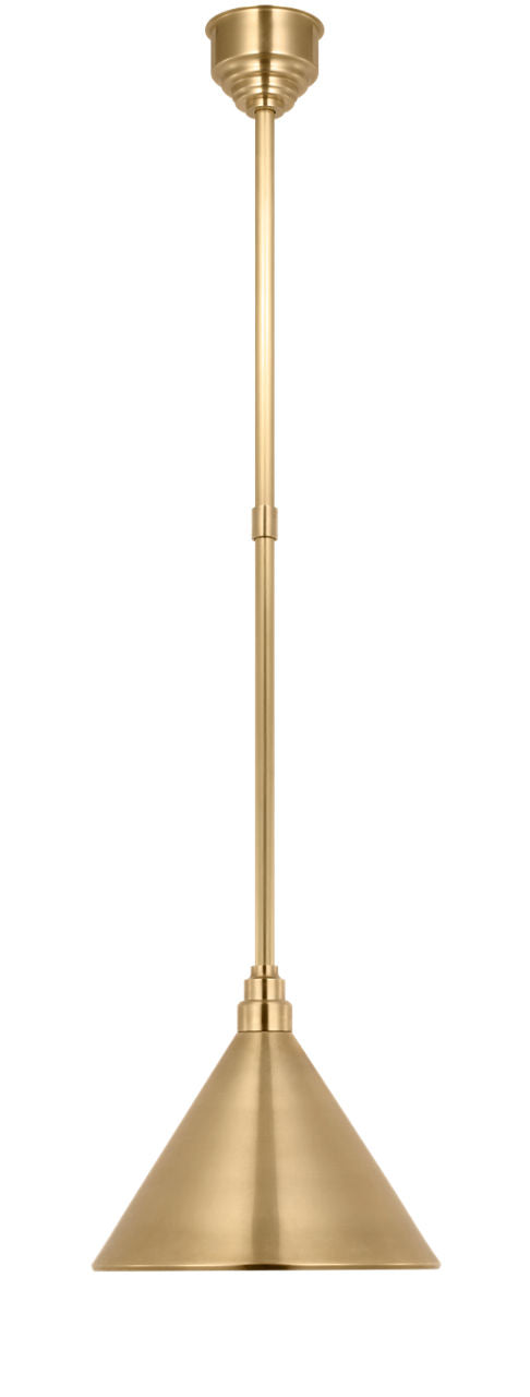 Academy Pendant | Hand-Rubbed Antique Brass | 12.5" Conical Savannah Shade